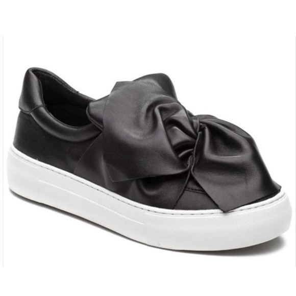 J/Slides Shoes - J/Slides Annabelle Black Slip on Bow Sneakers Shoes